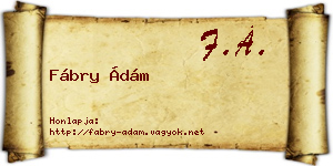 Fábry Ádám névjegykártya